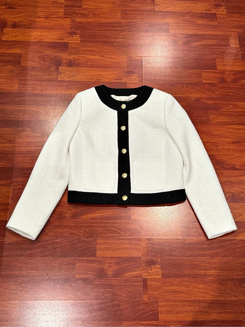 J.Crew Women's Boucle Jacket in White & Black Like New